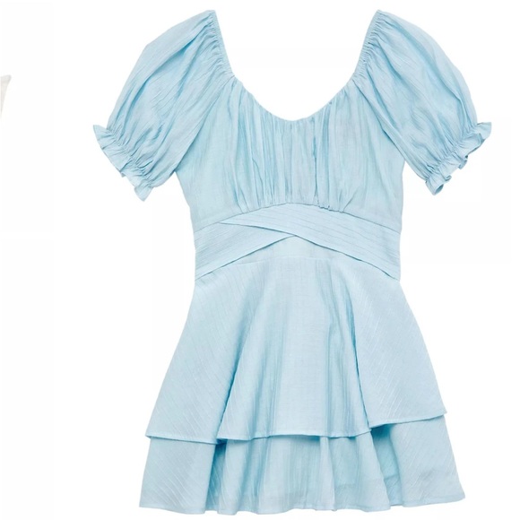 Katie J NYC Other - Katie J NYC JUNIOR DELILAH DRESS Light Blue Puff Sleeve- Juniors - Size XL